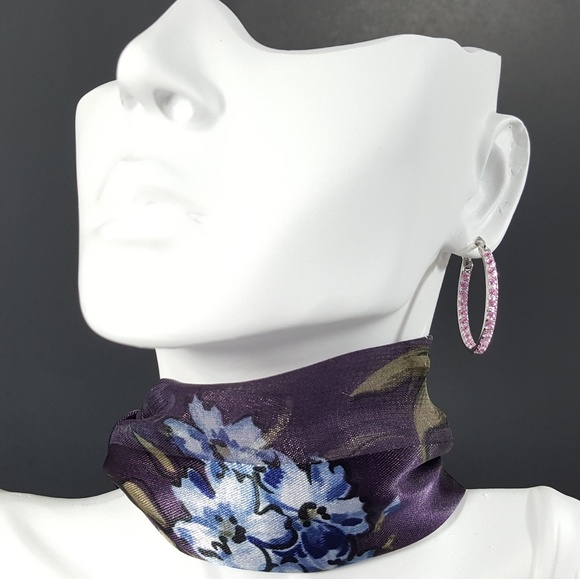 Pink Cubic Zirconia Inside Out Hoops - Picture 8 of 8